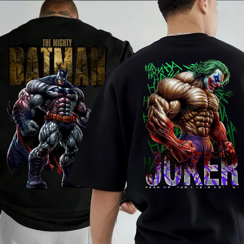 Camiseta Oversized Academia Treino Força Batman Joker Musculação T-Shirt | Camisa Maromba Street Style Musculação