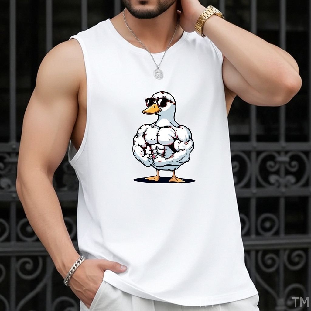 Regata Estilosa Casual Masculina Verão Pato Maromba Academia Street Algodão Respirável