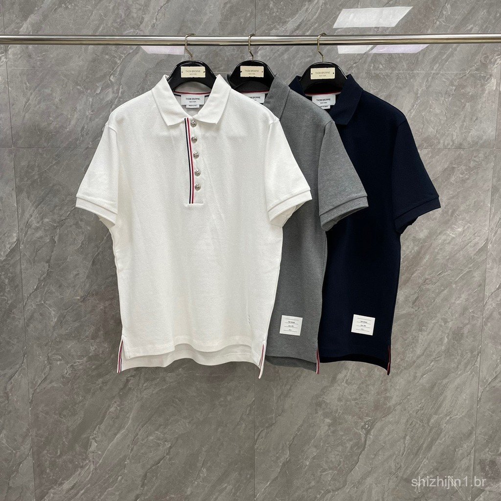 5044 New Spring/Summer Collection: Access Control Color-Striped Metal Buckle Collar POLO Short-sleeved shirt is fashiona