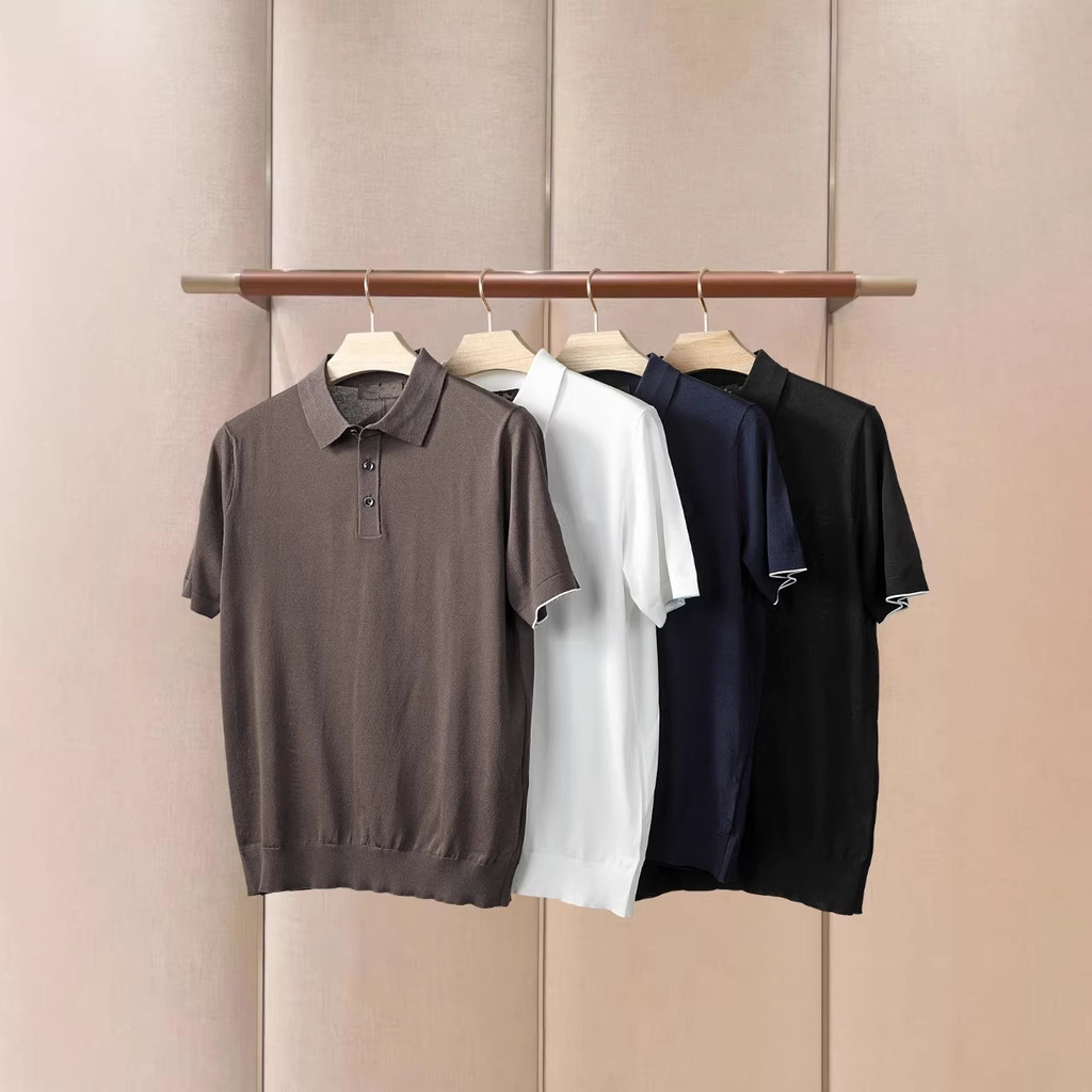Men's new summer collection: stylish and sophisticated business casual short-sleeved knit shirt with a collar
