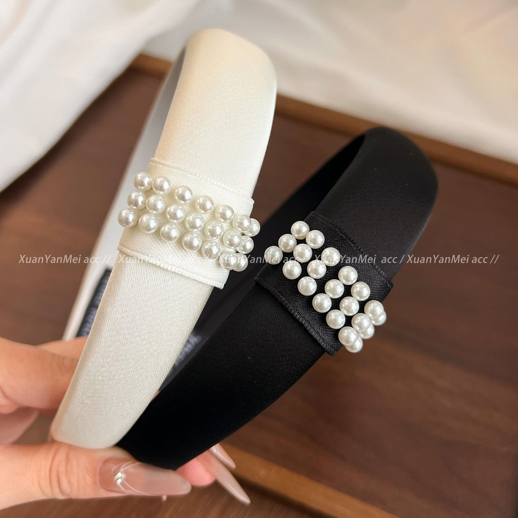 X Xu Yan Zhao Lusi pérola bandana de aba larga feminina moda high-Top bandana luz luxo high-End Hairpin