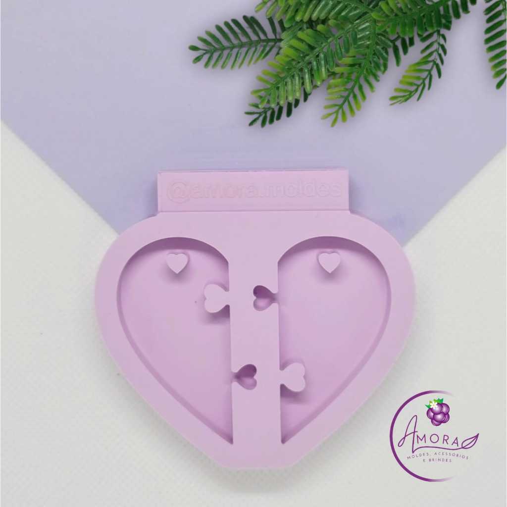 Molde de Silicone para Resina Coração Partido Encaixe Love