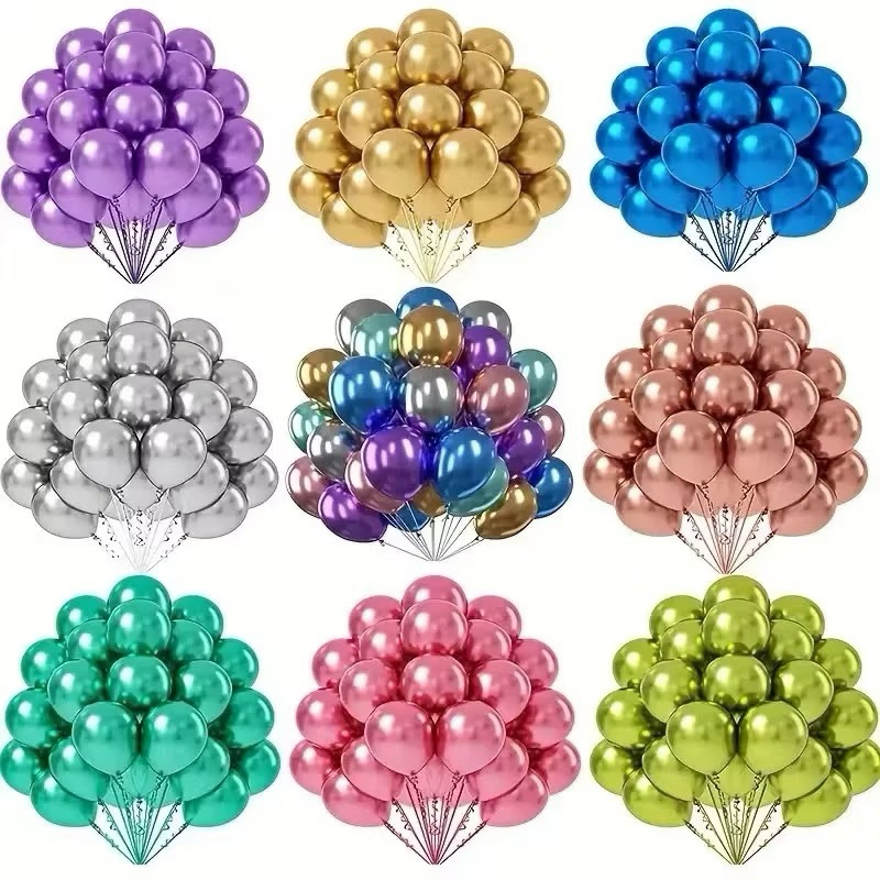 Balão metalizado de festa cores metalizadas bexiga dourado, laranja, azul, rose