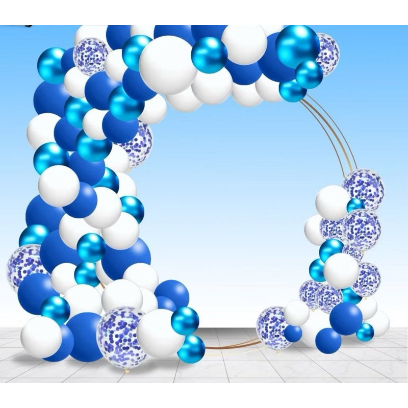 Kit 135 pcs Bexigas  para festa balões em tos de azul para arco desconstruído tema menino balão metalizado azul