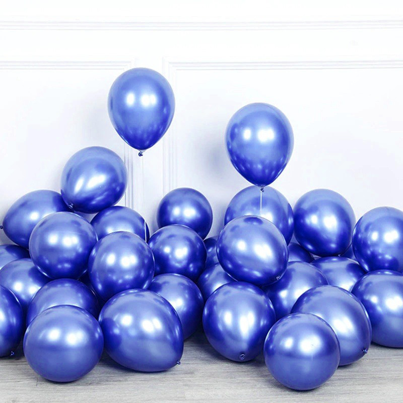 50 Balão Bexiga 5 Polegadas 12cm Azul Escuro Cromado Metalizado Alumínio Festa Decoração Enfeite  Lembrancinha