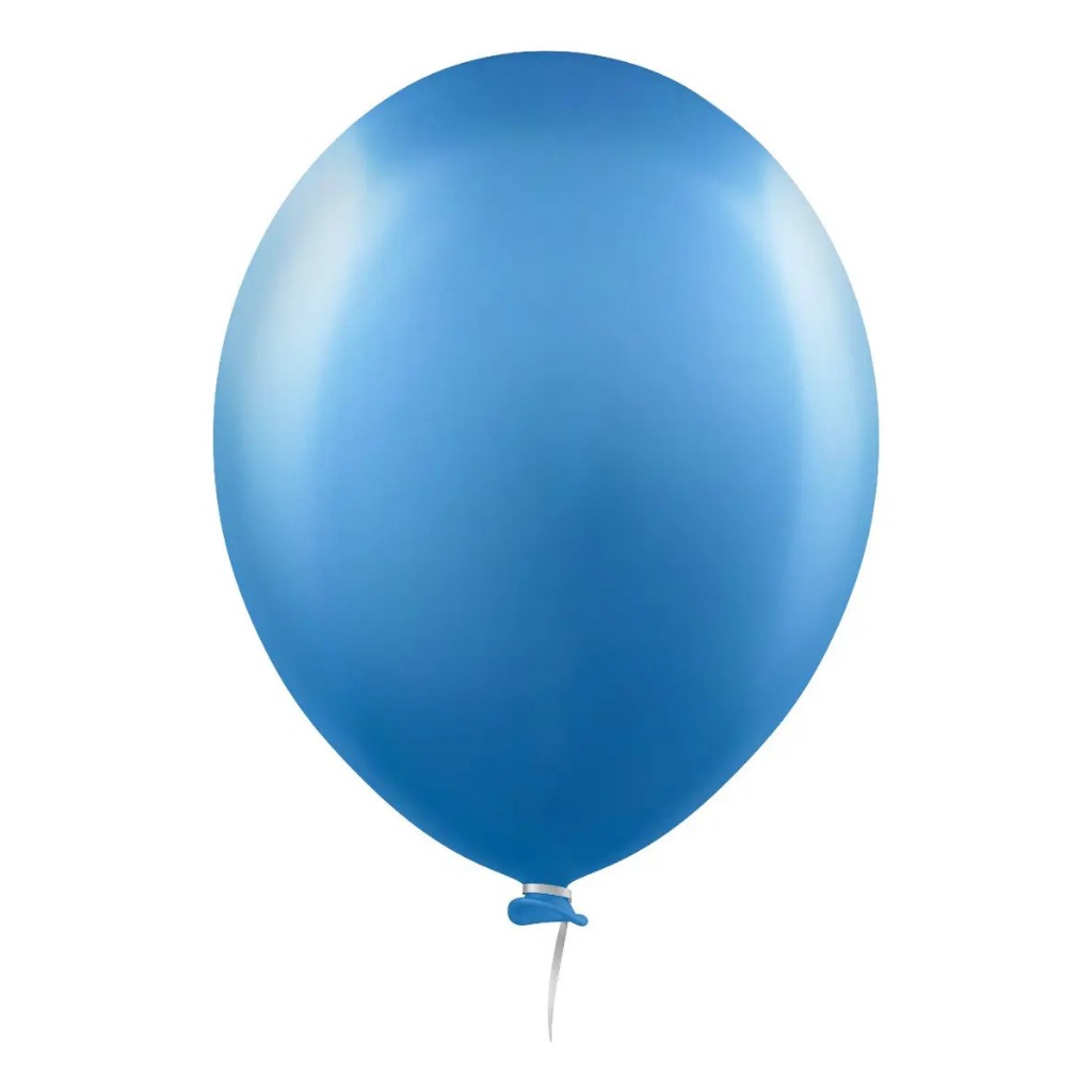 Balão Redondo Alumínio Bexiga Metalizada 16 Polegadas Cor Azul - 10 Unidades