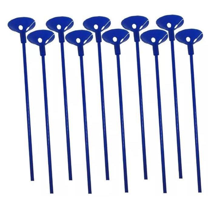 10 Varetas Azul 30cm Suporte Para Balão Bexigas Ou Balão Metalizado