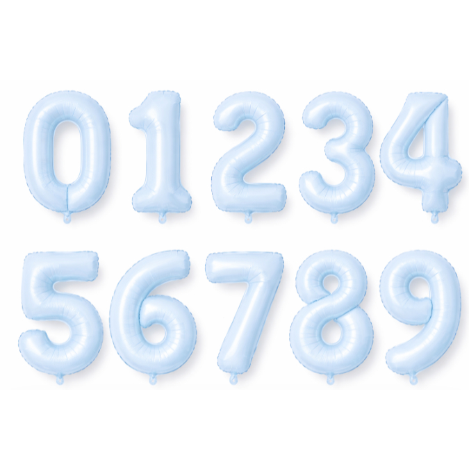 Kit 2 Balões Número Metalizado Azul Claro Fosco 80cm Bexiga Número Aniversário Decoração