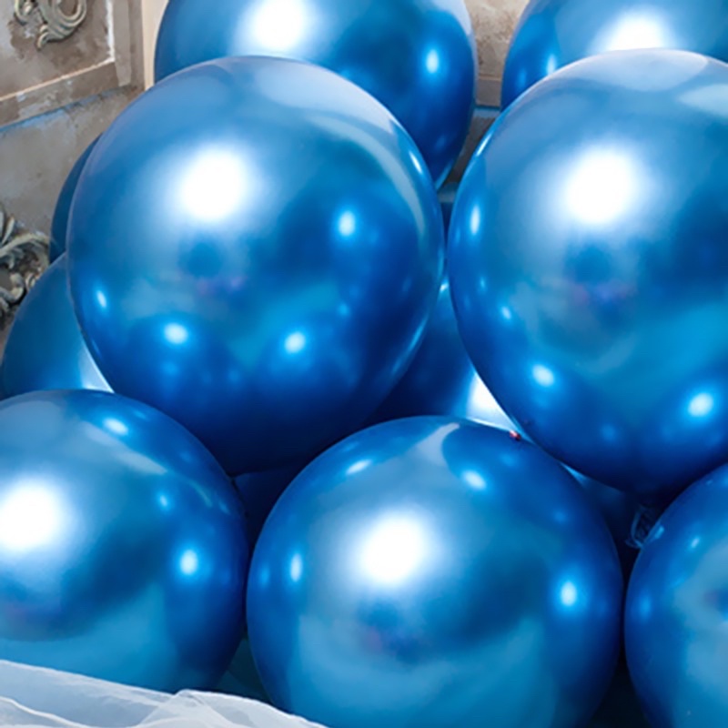 25 Unidades Balão Bexiga Platino lisa Metalizado N°10 Azul