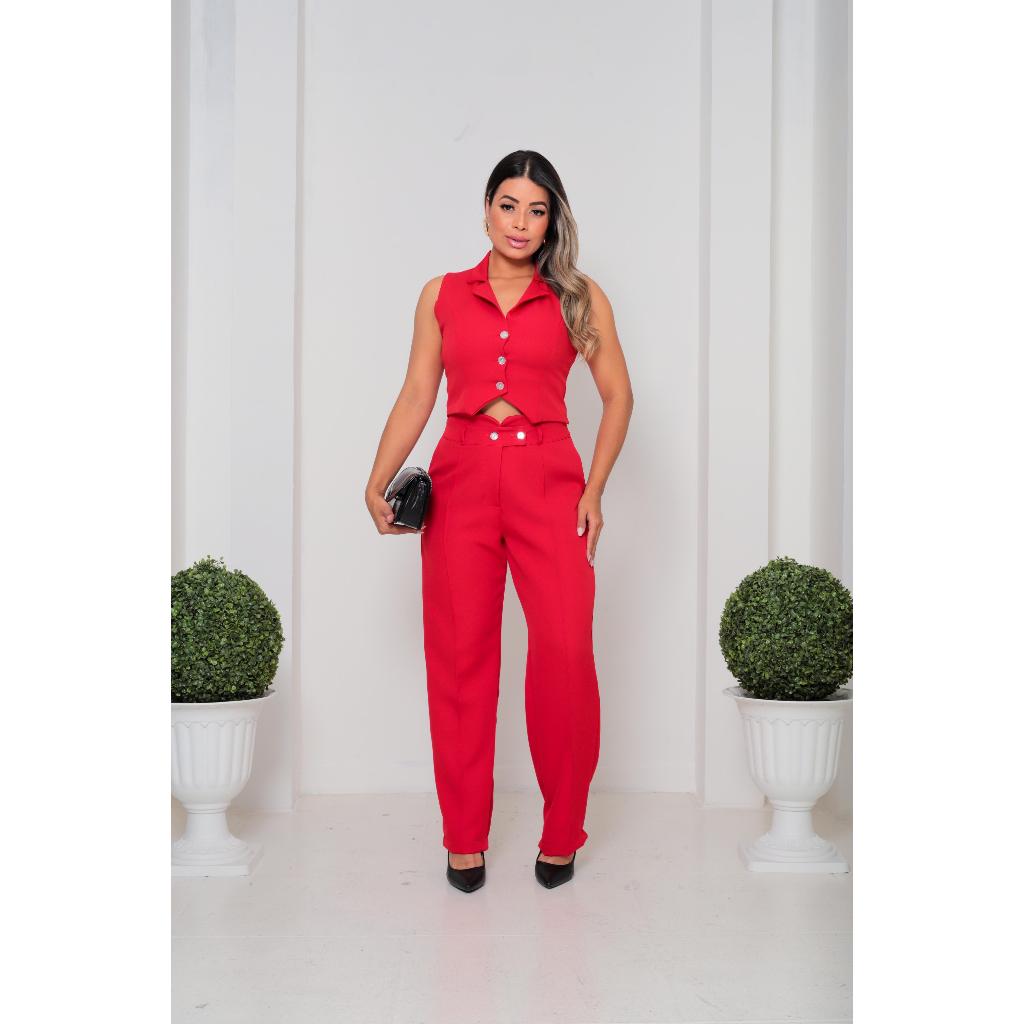 Conjunto Colete e Calça em Alfaiataria moda Feminina Estilo Elegante