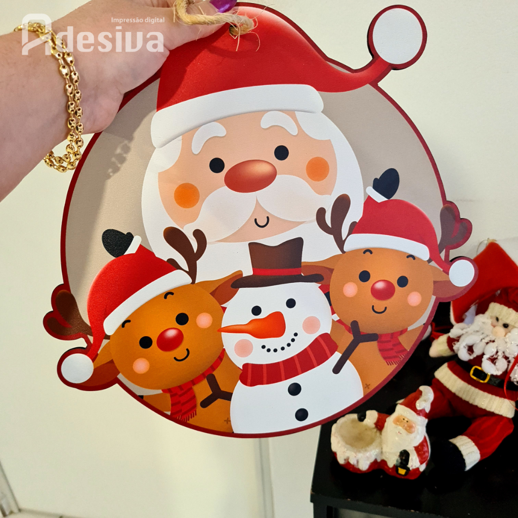 Guirlanda de Natal Enfeite para Porta Decoração de Ambientes Natalina Papai Noel Feliz Natal