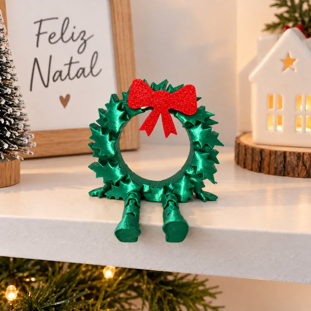 Kit 1/3 Guirlanda Decorativa Natalina 3D Articulado Natal Enfeite Laço Escritório Mesa Decoração Presente Festas Eventos