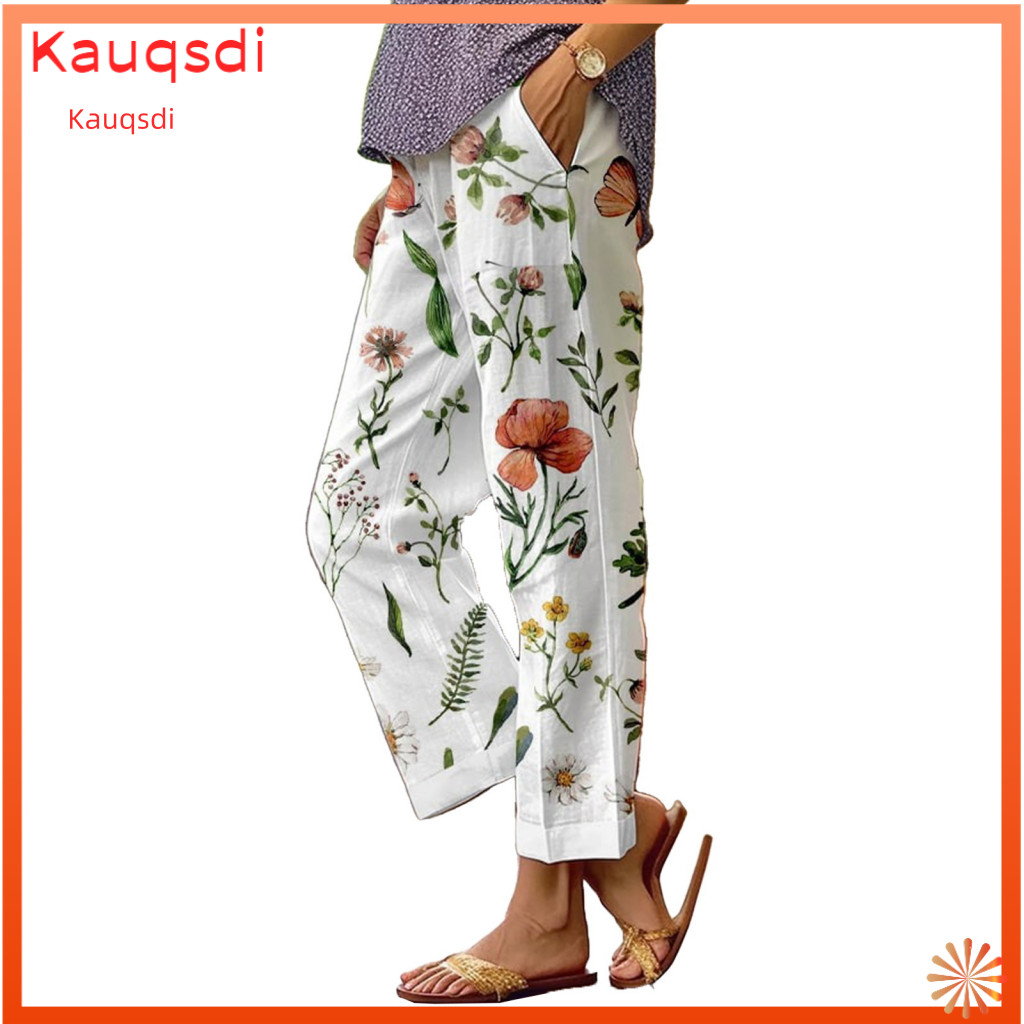 Elastic Waist Trousers Exercise Pants Women’s Adjustable Drawstring Wide Leg with Pockets Mid-waist Loose Fit 3d Digit