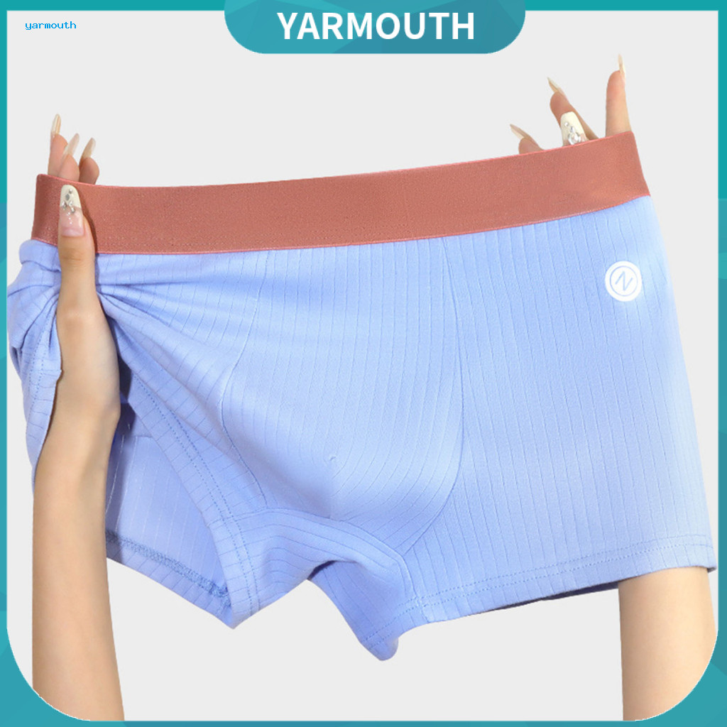 Boxers Men's Breathable Boxer Briefs Elastic Mid-waist Underwear with U-convex Design Color Block Shorts for Daily Comfo