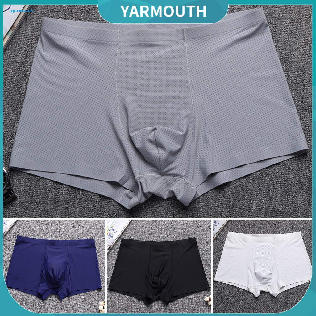 Versatile Men Underwear Casual Boxer Shorts Men's Breathable U-convex Briefs Elastic Mid-waist Solid Color Comfortable D