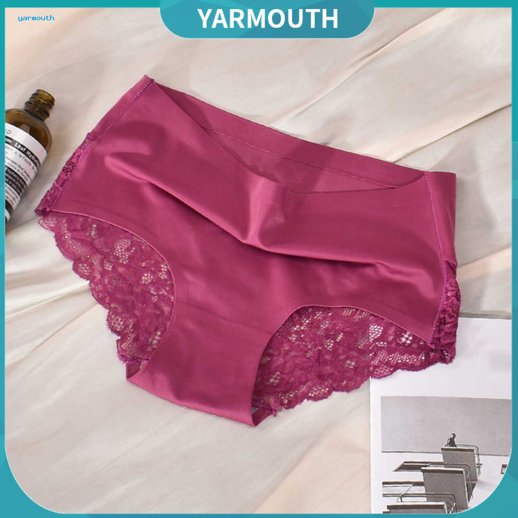 Lace Mid-rise Briefs Seamless Panties Lady Underpants Mid Waist Trim Elastic Butt-covered Comfort for Wear and Sports So