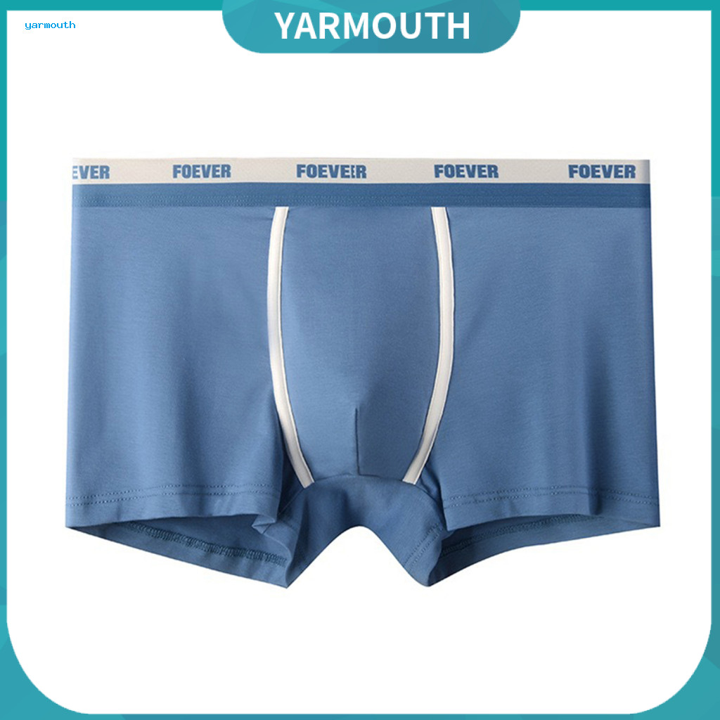 Breathable Boxer Briefs Underwear Men's Mid-rise Elastic Waist U-convex Pouch Stretchy Letter Print for Daily Comfort an