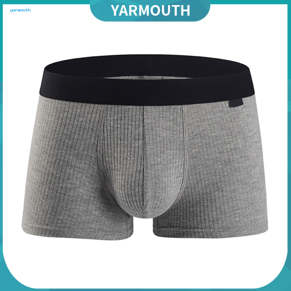 Breathable Boxer Briefs Men's Mid-waist Underwear U-convex Design Ribbed Elastic Comfortable Shorts Panties for Everyday