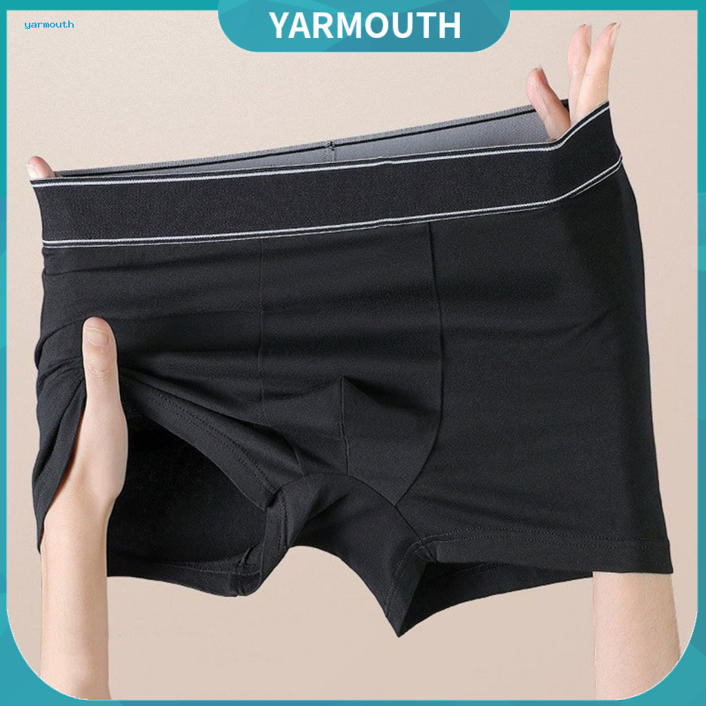 Elastic Mid-waist Boxer Briefs Men's Slim Fit High Elasticity Breathable Underwear Solid Color Smooth U-convex Design Co