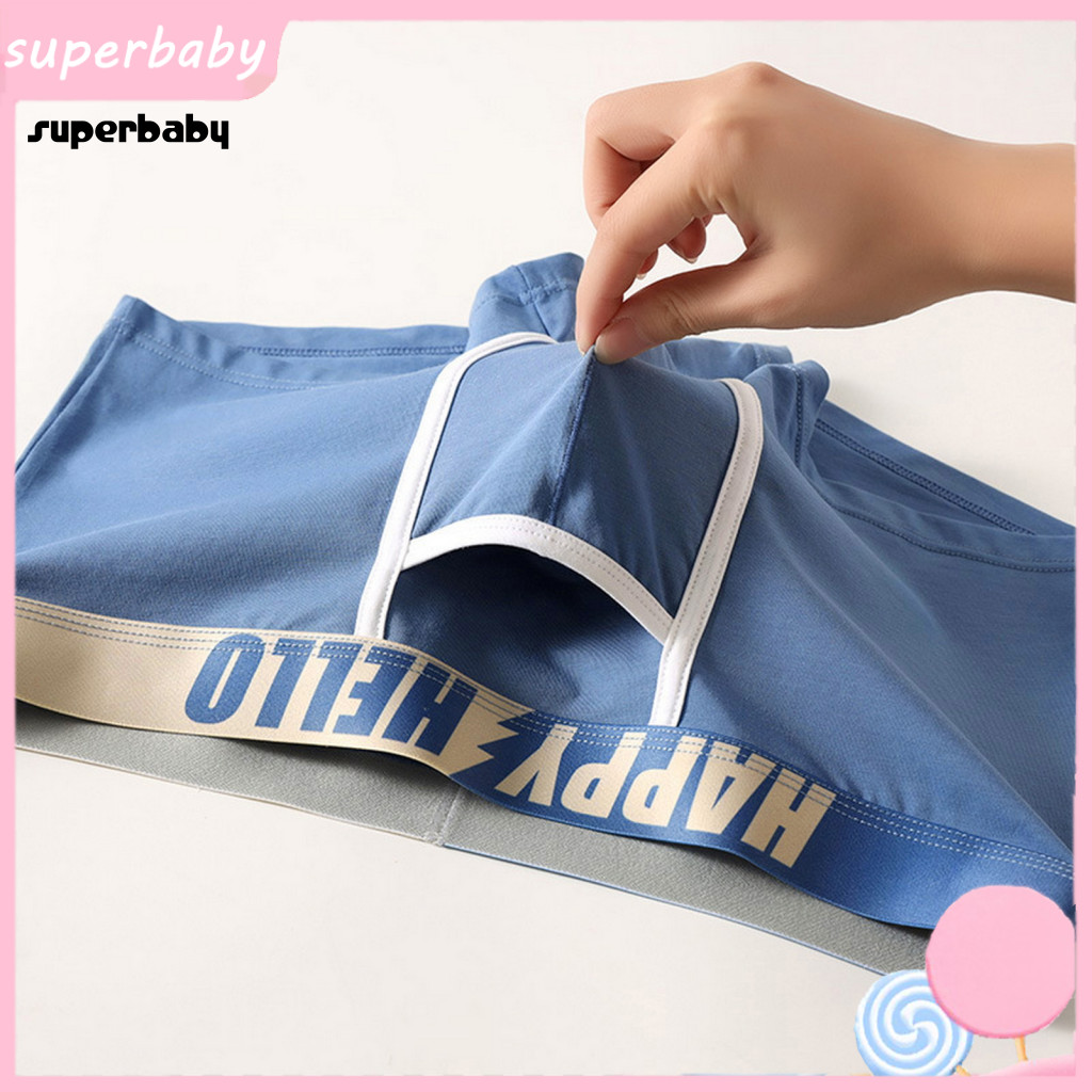 Men Boxer Underwear with Ball Support Supportive Trunks Men's Letter Print Elastic Mid-rise Waist for Comfort for Southe