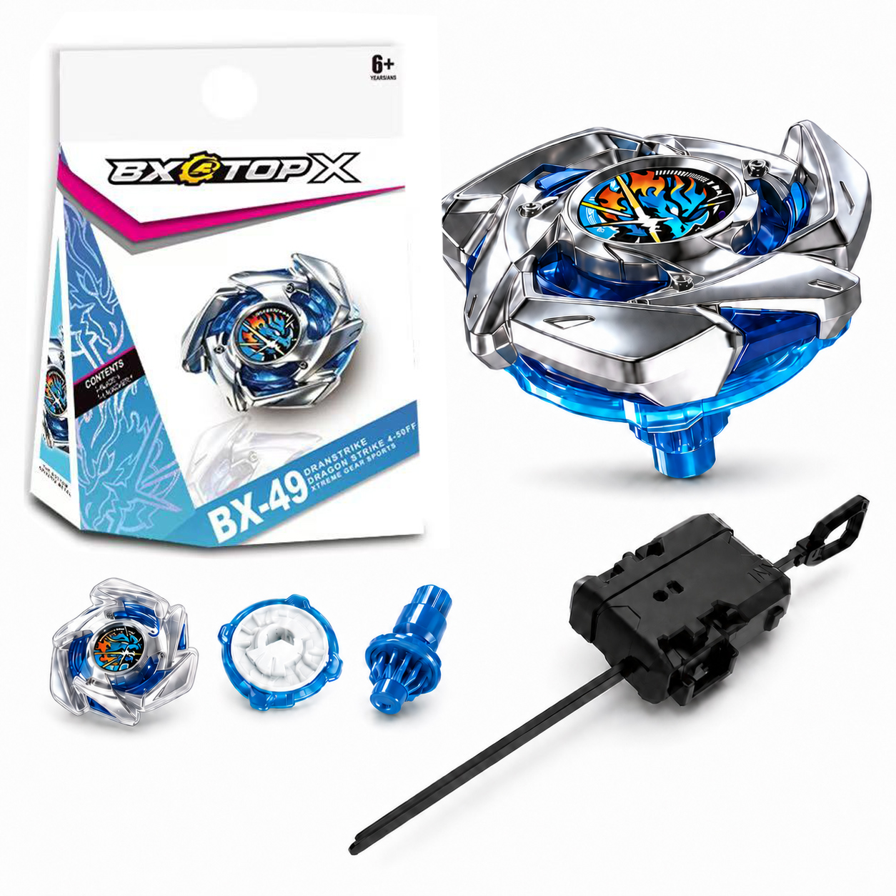 BX-49 Starter Dran Strike Spinning Top Com Lançador De Alta Velocidade Battle Gyro Toy Kids Arena Jogo De Competição Par