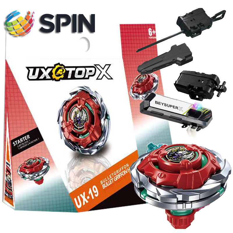 Gyro X UX-19 Bullet Gryphon Metal Spinning Tops Com Lançador Grip Set Para Kids Toys Aniversário Crianças
