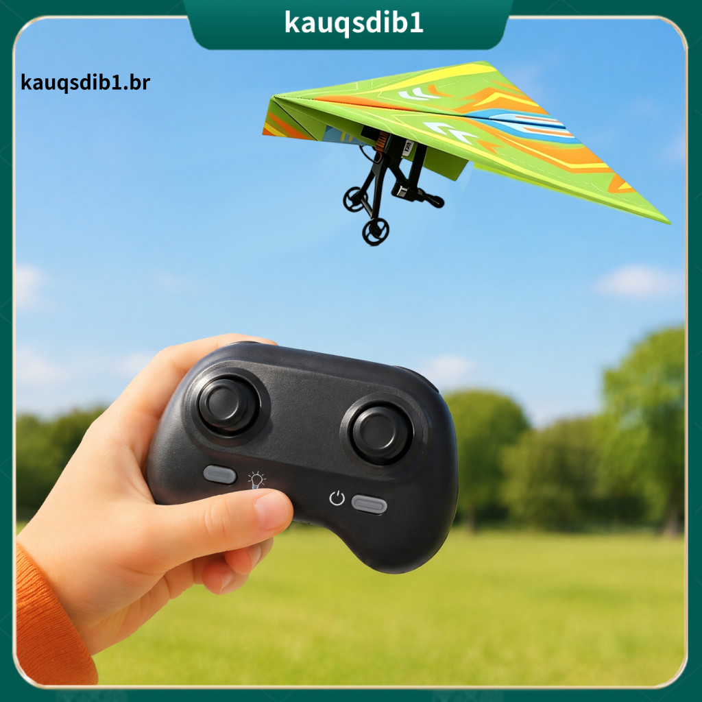 Diy Paper Aircraft Set Remote Control Airplane Kit with Gyro Stabilizer Dual Propellers Electric Rc Glider Toy for Kids