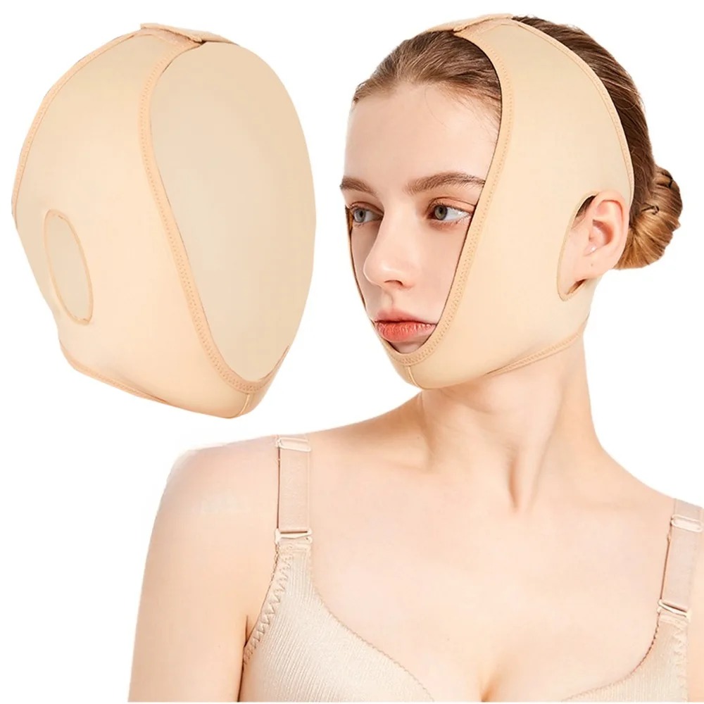 Faixa de Queixo Dupla Redutora de Rosto Modelador Facial V-Line Elástico Removedor de Papada Elevação Cinto Massageador