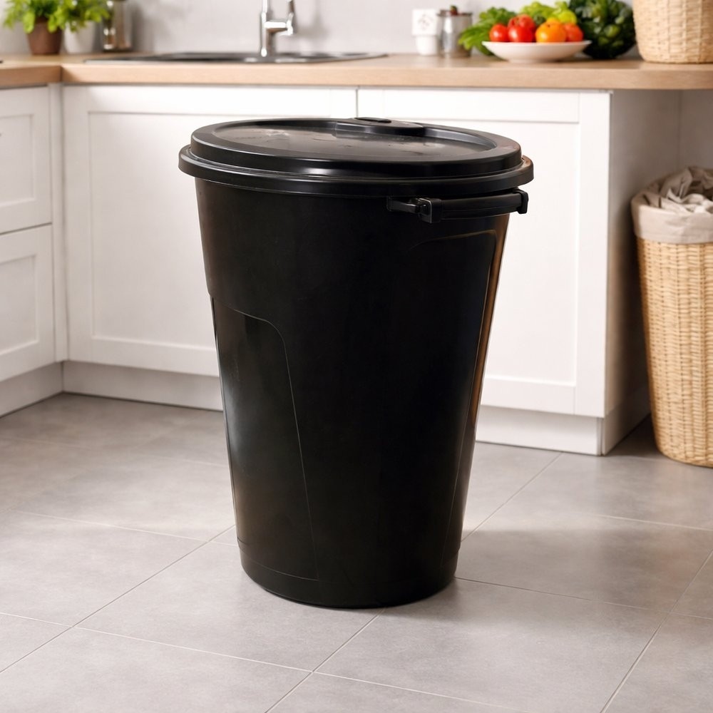 Lixeira Preta 35L 60L Com Tampa Cesto Grande Cozinha Quintal Varanda Resistente