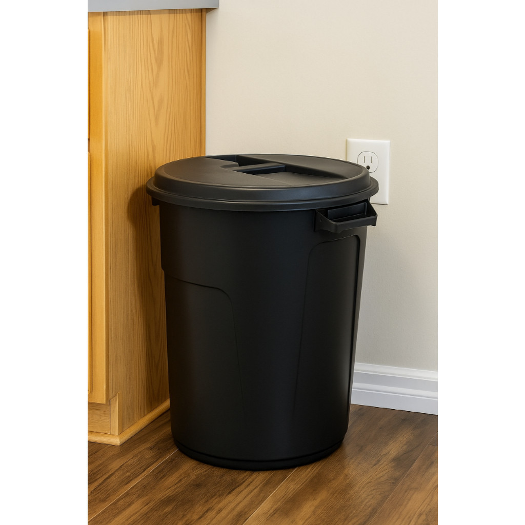 Lixeira Preta 35L 60L Tampa Robusta Cesto Lixo Multiuso Resistente Varanda Quintal