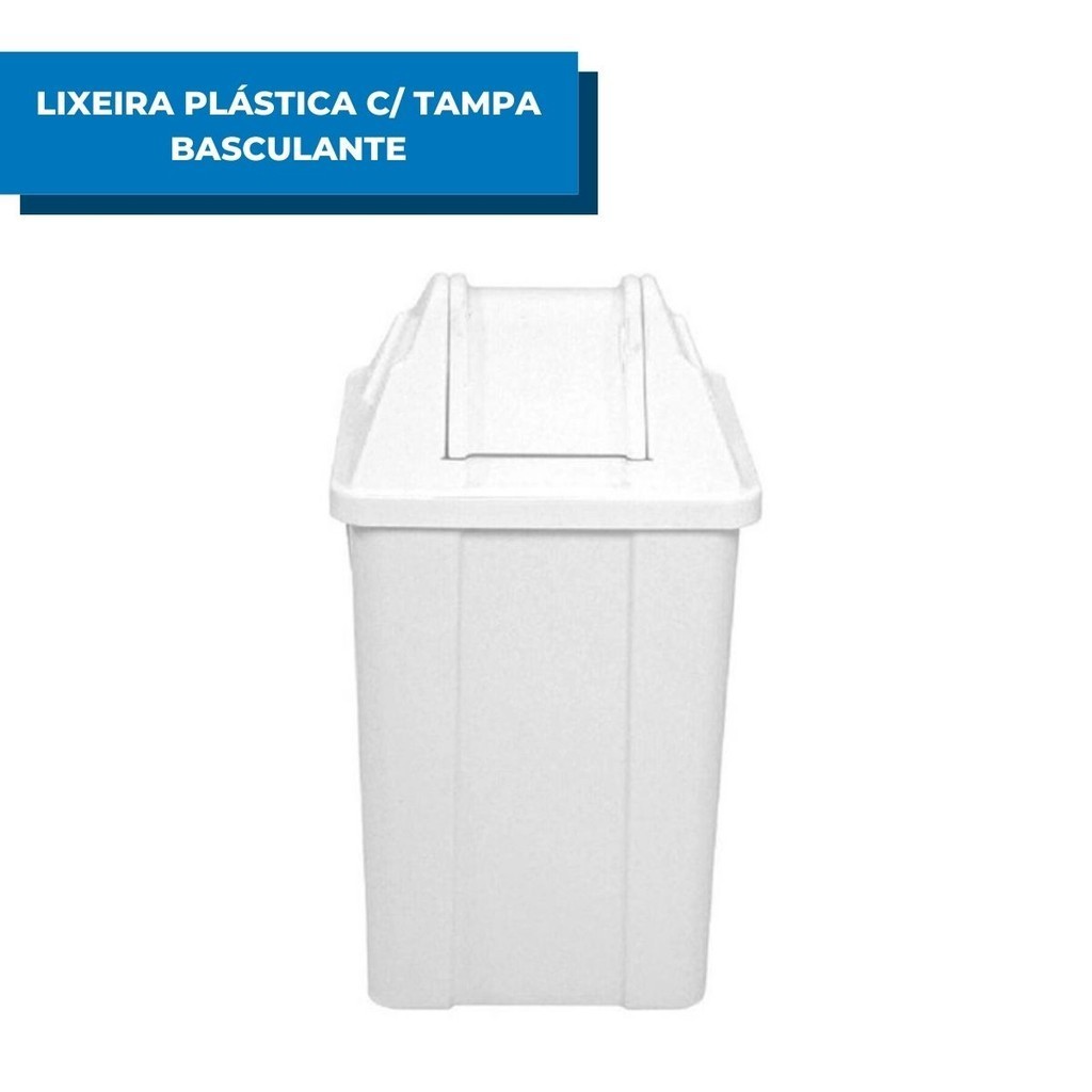 Lixeira Plástica 60L Resistente Com Tampa Vai - Vem Basculante Para Cozinha Casa Banheiro
