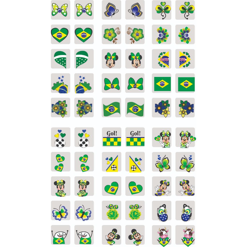 Cartela C/ 60 Adesivos de Unha Decorativos Copa 2026, Brasil e Futebol | Pé e Mão -  Fácil Aplicação