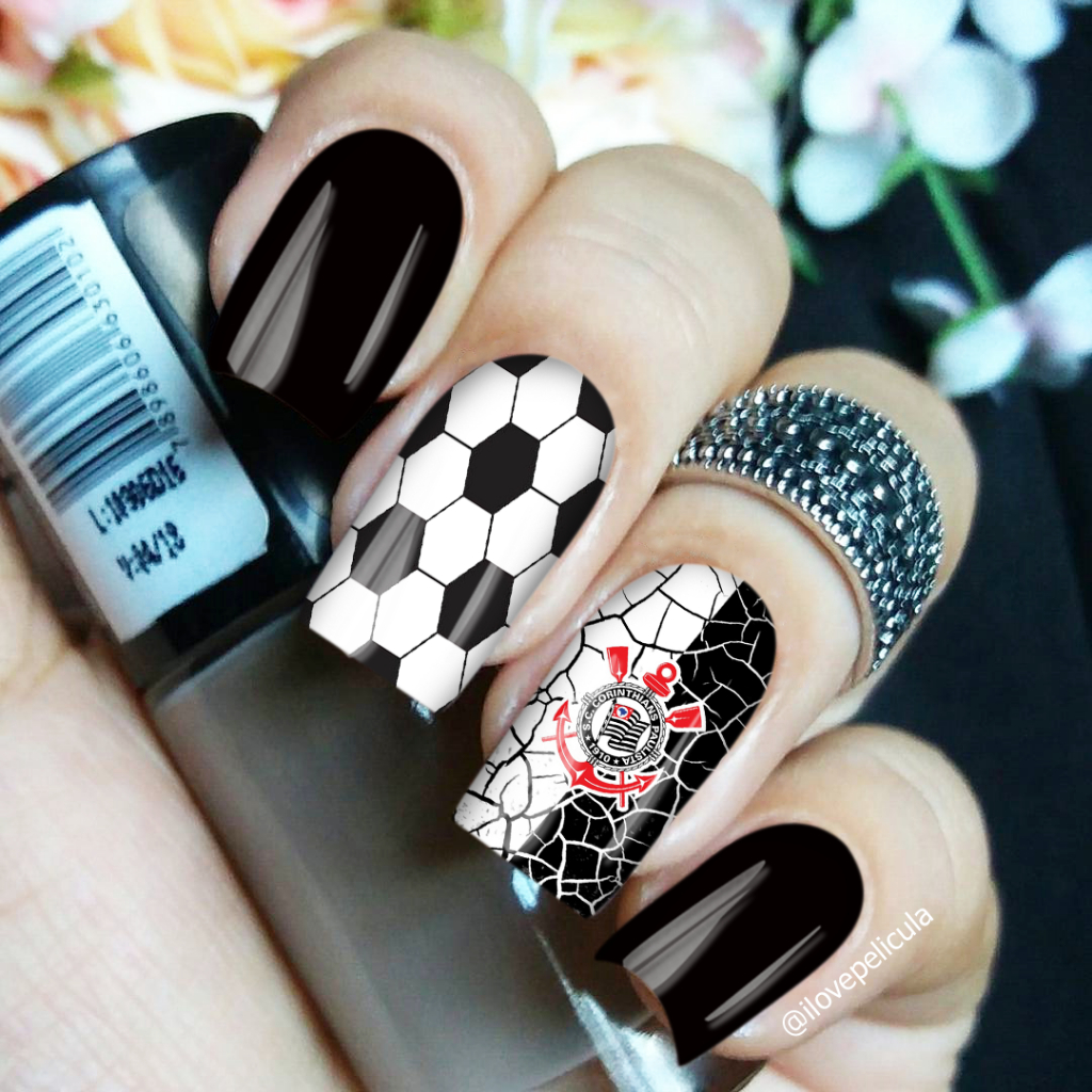 Película de unha time Corinthians cartela com 12 adesivos TM - 005 Adesivos,películas,unhas,nails art,futebol