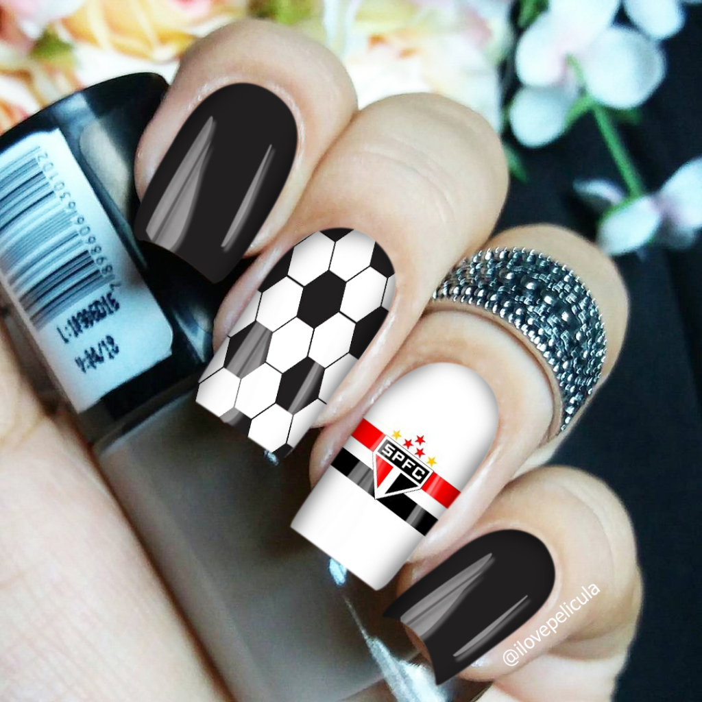 Película de unha time São Paulo cartela com 12 adesivos  TM - 011 Adesivos,películas,unhas,nails art,futebol