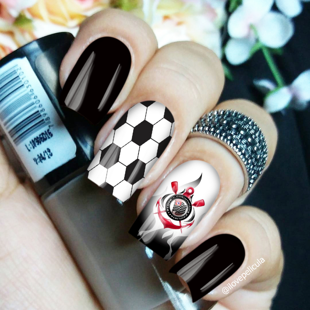 Película de unha time Corinthians chamas cartela com 12 adesivos TM - 008 Adesivos,películas,unhas, sao paulo,futebol