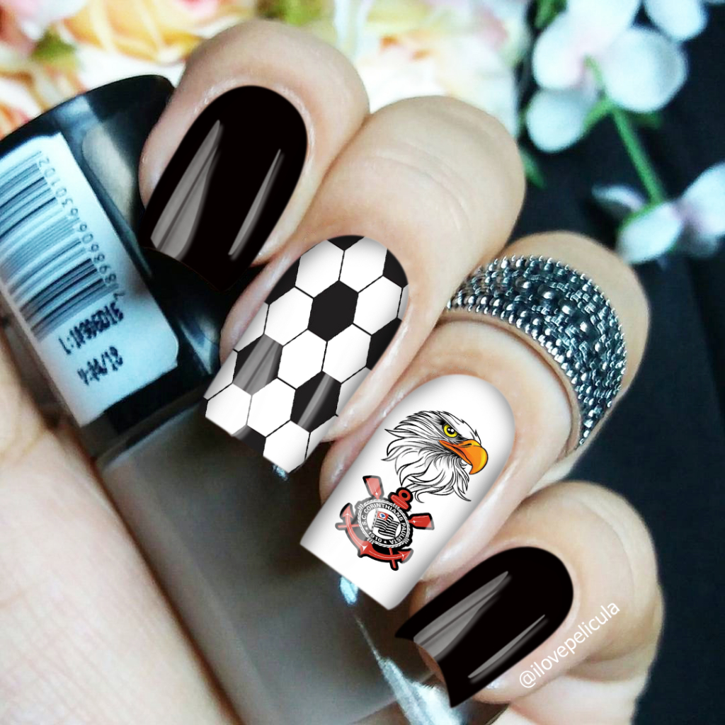 Película de unha time Corinthians gavião cartela com 12 adesivos TM - 007 Adesivos,películas, gaviao, futebol