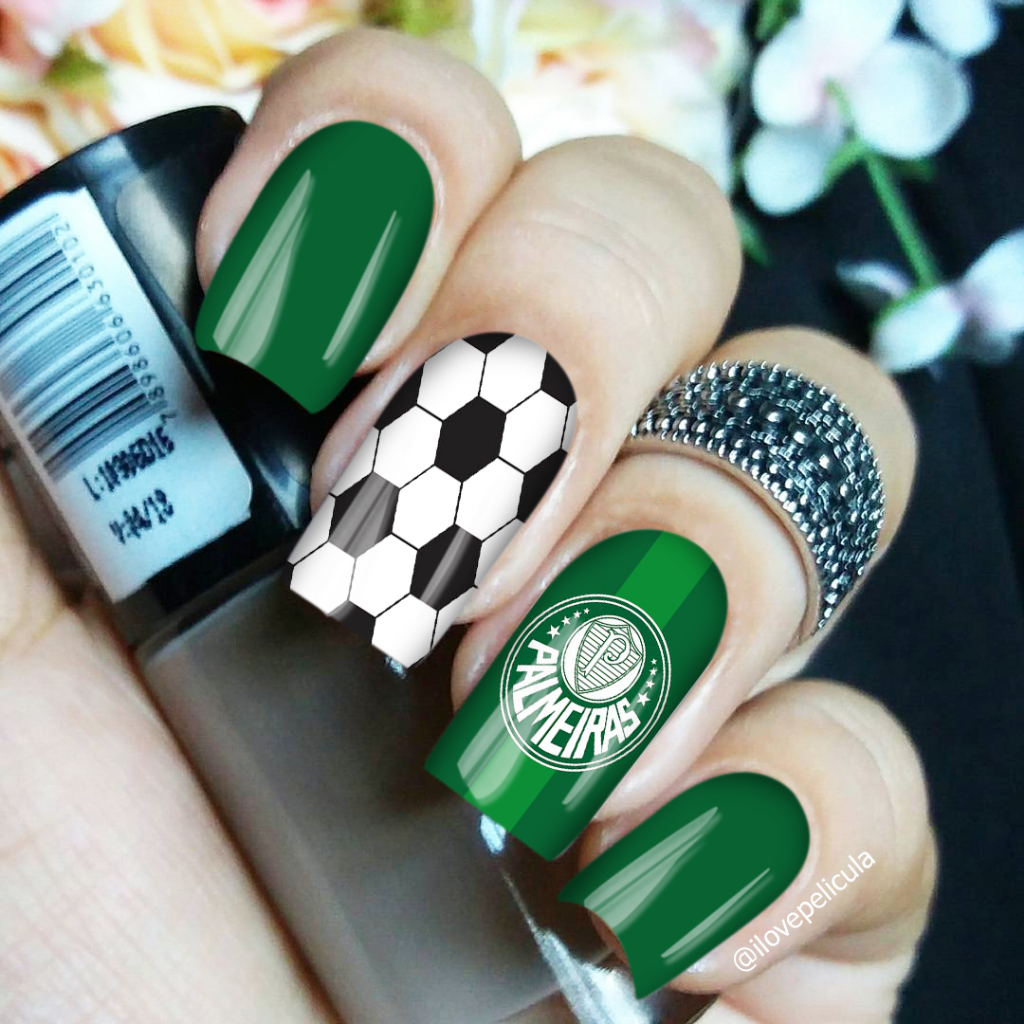 Película de unha time Palmeiras cartela com 12 adesivos TM - 010 Adesivos,películas,unhas,nails art, futeboL