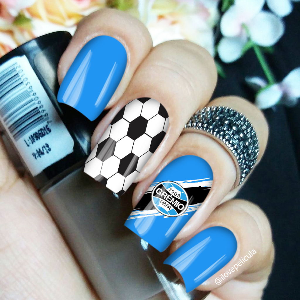 Película de unha time grêmio cartela com 12 adesivos TM - 013 Adesivos,películas,unhas, gremio, nails art,futebol