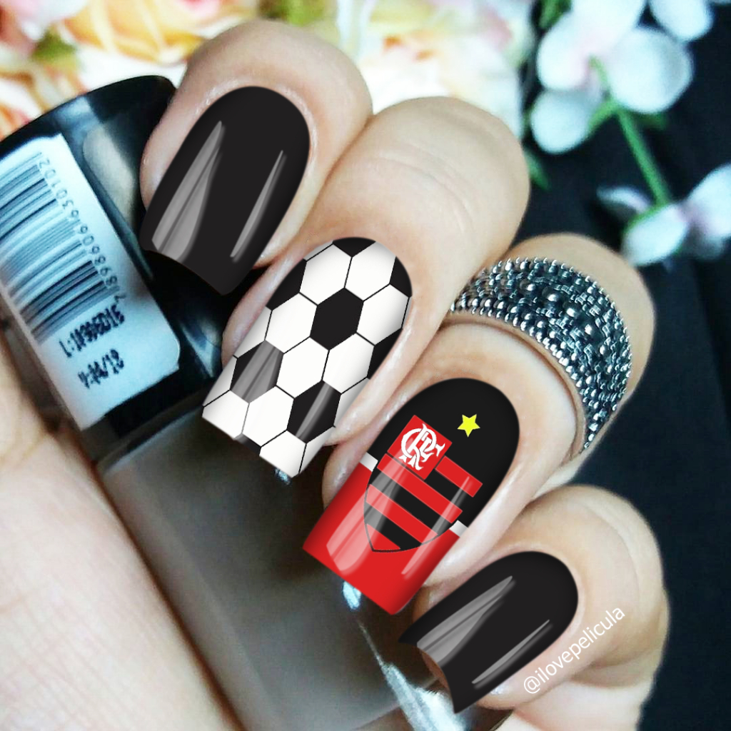 Película de unha Time fla.mengo cartela com 12 adesivos TM - 002 casadinha  Adesivos,películas,unhas,nails,futebol