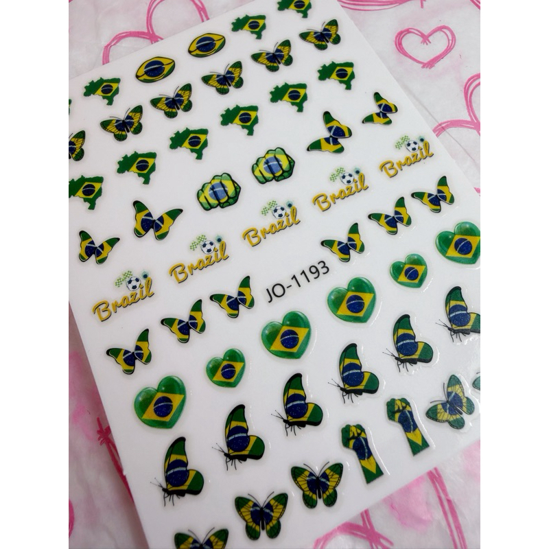 Cartela Adesivo de unha Copa Brasil Futebol Hexa Nail Art Decoração