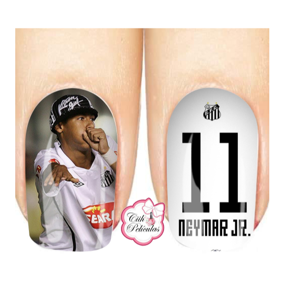 Película de unha cartela com 12 unidades neymar santos futebol clube| adesivo de unha | decoração para unhas.