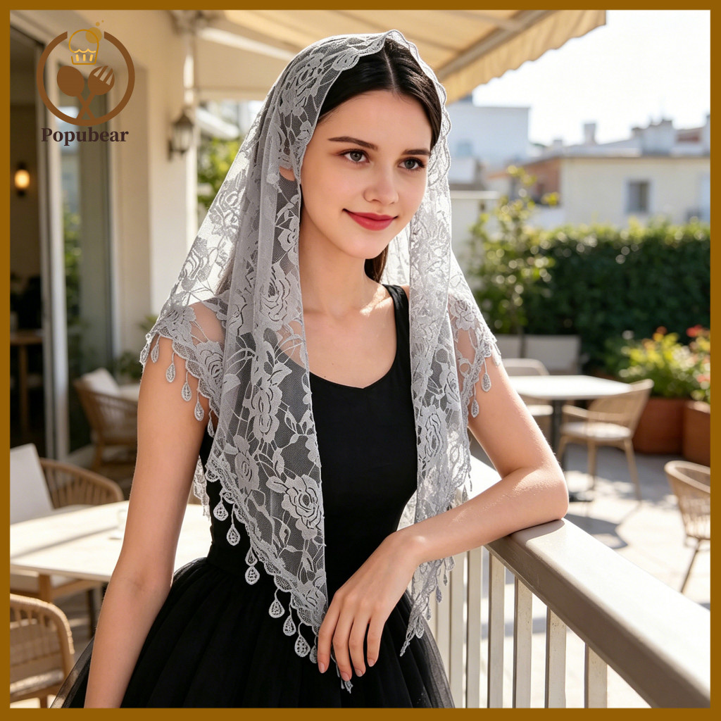 Black Lace Veil Bridesmaid Personalized Wedding Vintage Fringed Face Headscarf Tassel Shawl Bridal Party Accessory for B