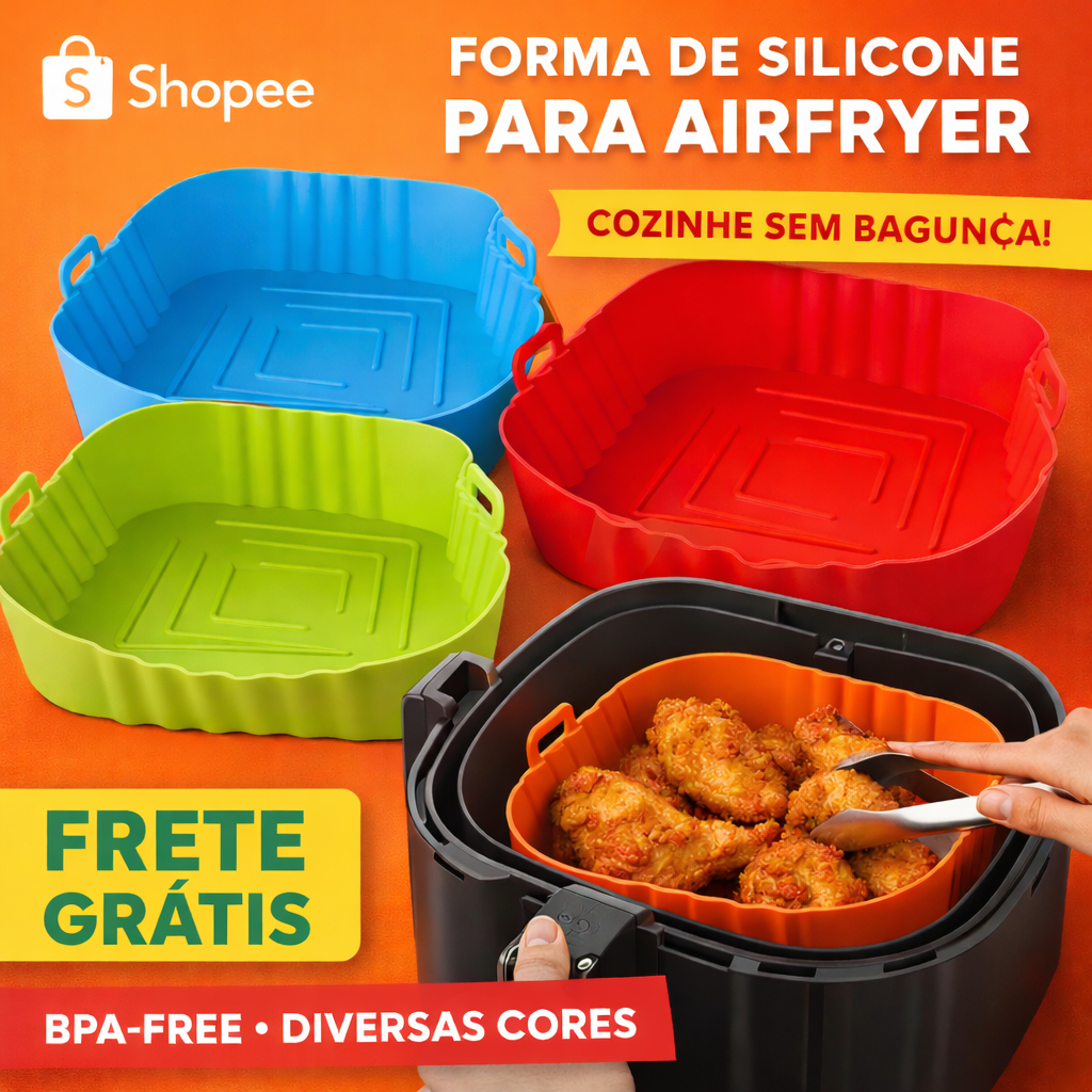 Forma De Silicone Para Air Fryer Antiaderente Reutilizável Fácil Limpeza Não Gruda Resistente Ao Calor