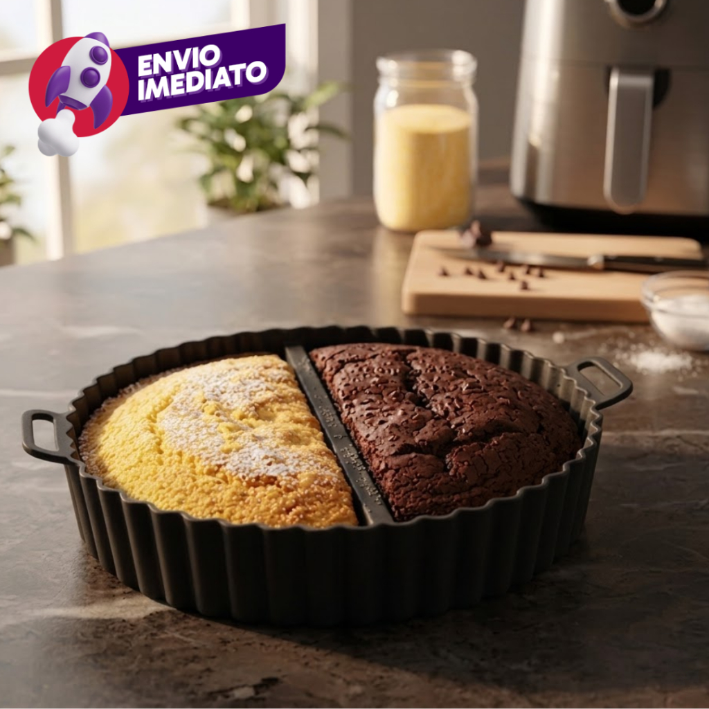 Kit Forma Air Fryer Redonda Silicone Com Divisoria Assadeira Para Fritadeira Forno Micro-ondas