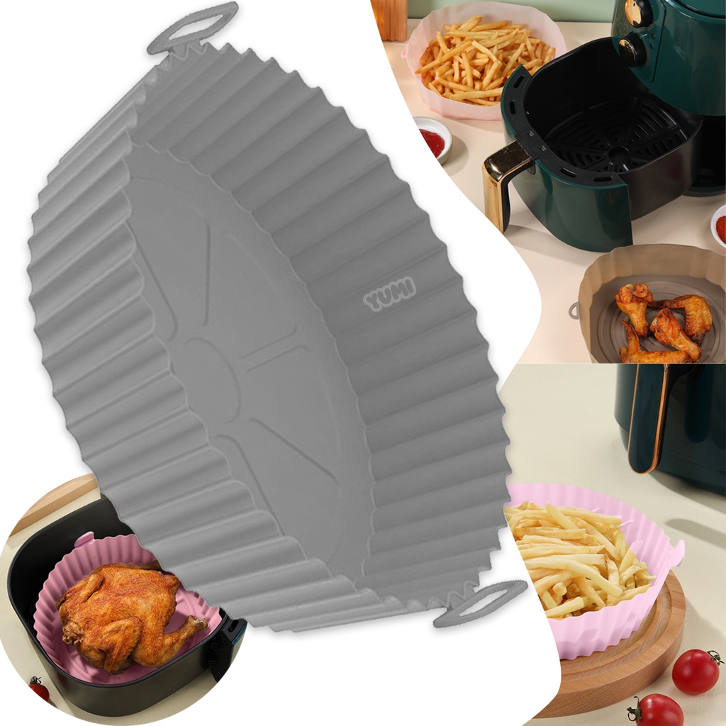 Cesto De Silicone Fritadeira Saudável Sem Óleo Redonda Grossa Resistente Para Fornos Air Fryer