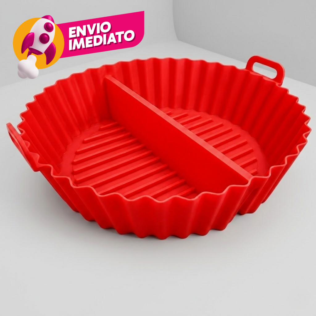 Kit Forma Reconda Silicone Com Divisoria Assadeira Maleável Air Fryer Fritadeira Forno Micro-ondas