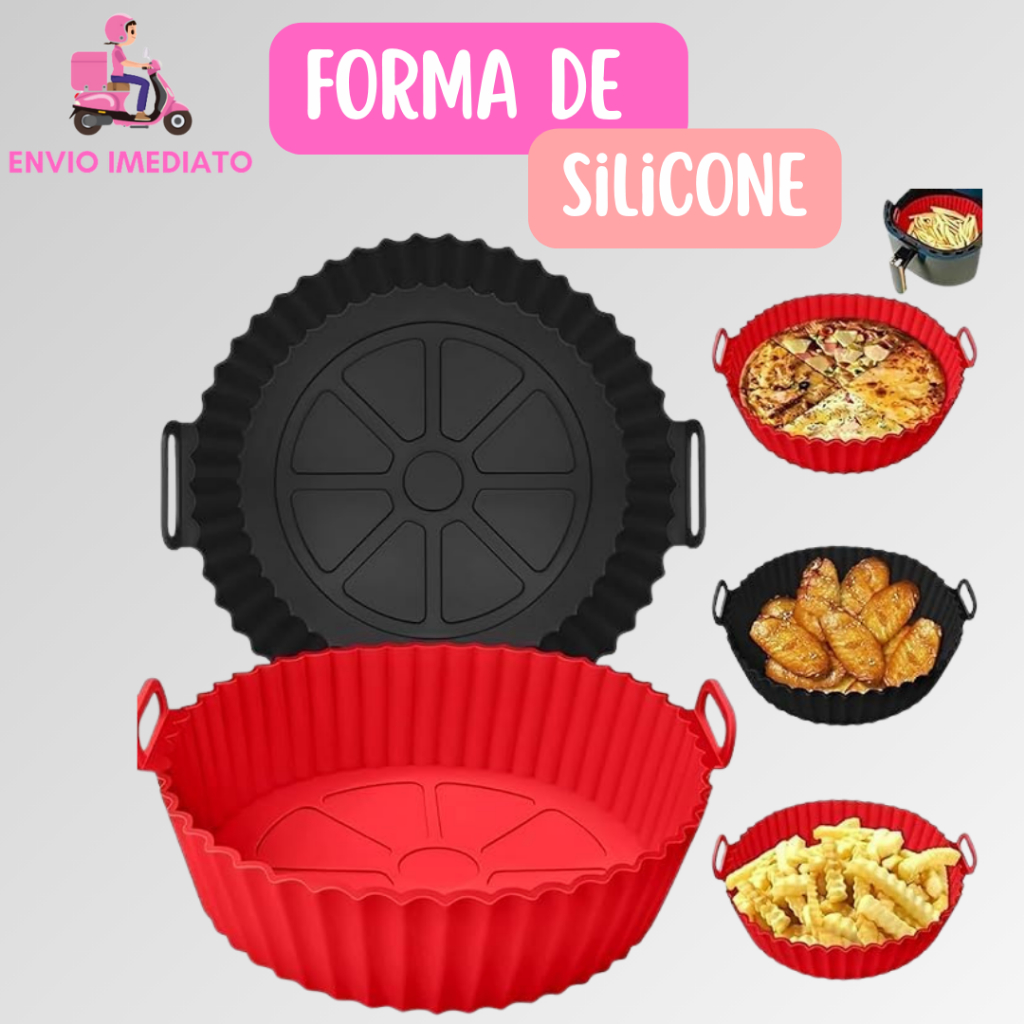 2 Forma De Silicone Para Air Fryer Forno Microondas Fritadeira Assadeira Reutilizável Antiaderente