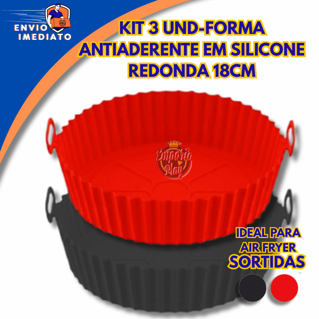 Formas de Silicone Antiaderente Fundo Para Air Fryer Forno Fritadeira Assadeira 18CM Cor Sortida Flexível
