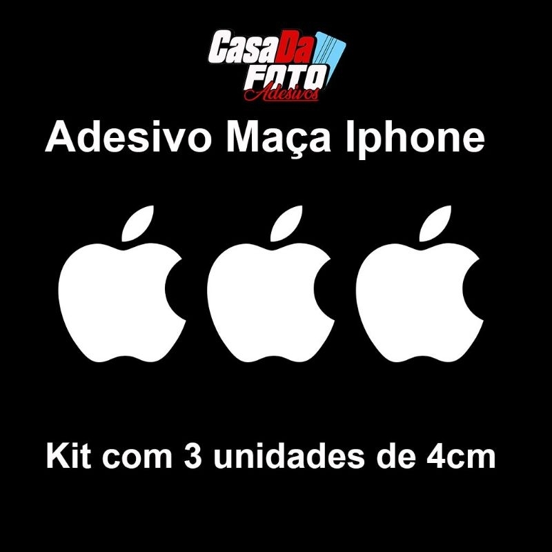 Adesivo Apple IPhone kit com 3 adesivos em Vinil automotivo para carro moto bicicleta