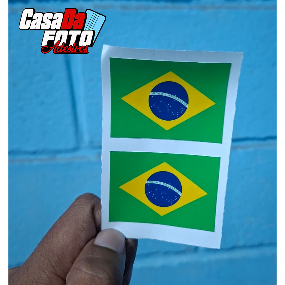 Kit 2 Adesivos Bandeira do Brasil Vinil Laminados 5x3,5cm cada para carro, moto, bike e decoração
